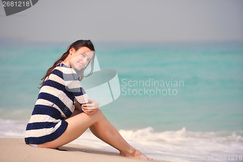 Image of Happy Beautiful Woman Enjoying Summer Vacation