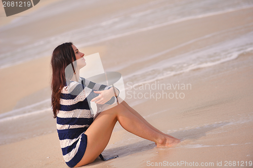 Image of Happy Beautiful Woman Enjoying Summer Vacation