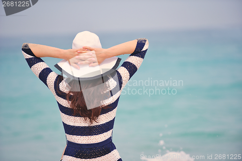 Image of Happy Beautiful Woman Enjoying Summer Vacation