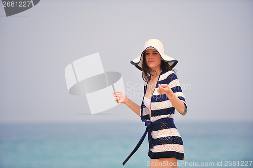 Image of Happy Beautiful Woman Enjoying Summer Vacation