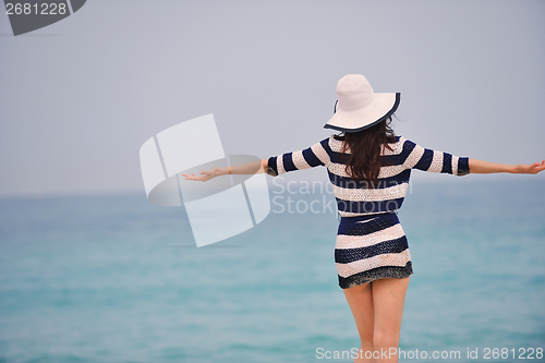 Image of Happy Beautiful Woman Enjoying Summer Vacation