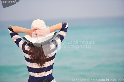 Image of Happy Beautiful Woman Enjoying Summer Vacation