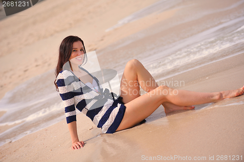 Image of Happy Beautiful Woman Enjoying Summer Vacation