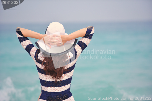 Image of Happy Beautiful Woman Enjoying Summer Vacation