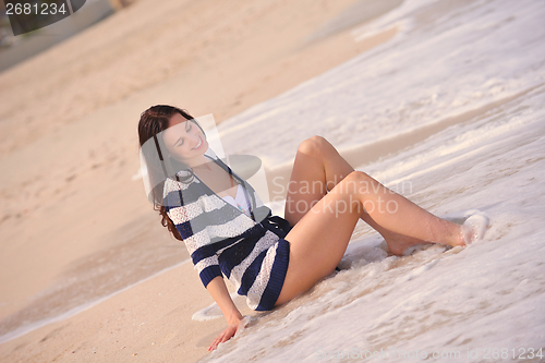 Image of Happy Beautiful Woman Enjoying Summer Vacation