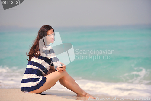 Image of Happy Beautiful Woman Enjoying Summer Vacation