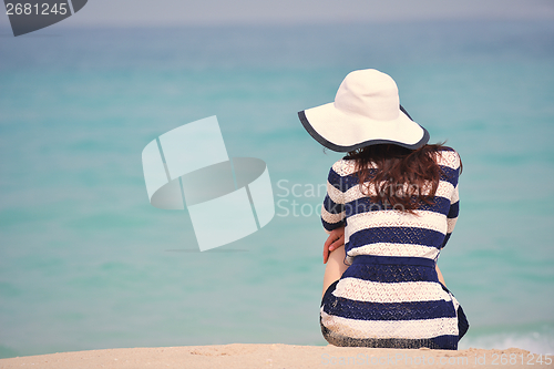 Image of Happy Beautiful Woman Enjoying Summer Vacation