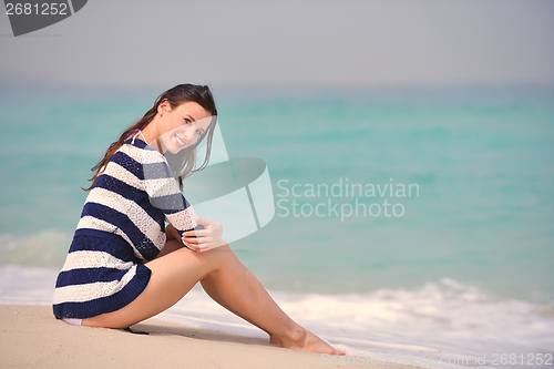 Image of Happy Beautiful Woman Enjoying Summer Vacation