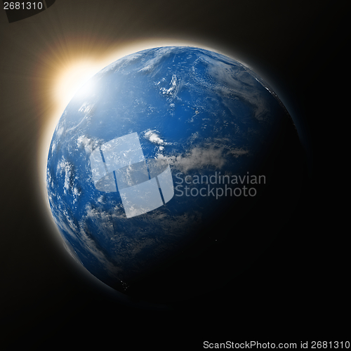 Image of Sun over Pacific Ocean on planet Earth