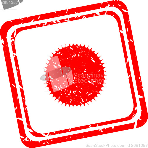 Image of Sun sign icon. Solarium symbol. Heat button. Red stamp