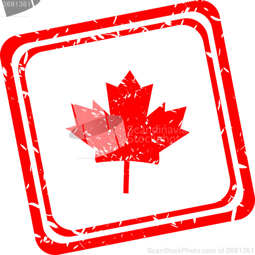 Image of Stylized maple leaf. red web stamp icon