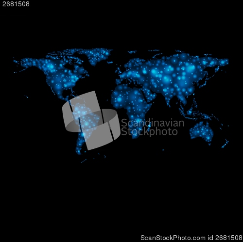 Image of Abstract shiny lights vector world map