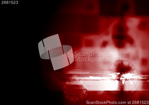 Image of Abstract technology red vector design. Gradient mesh