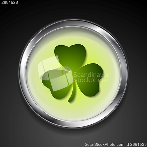 Image of Abstract vector button with shamrock