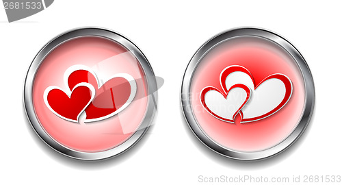 Image of Abstract vector button with hearts