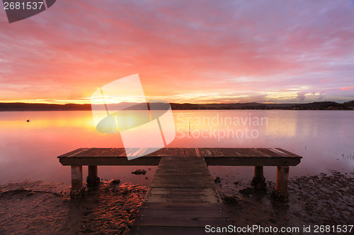 Image of Australian sunset at Green Point jetty Australia