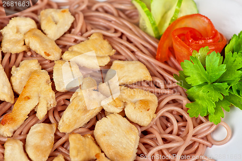 Image of  pasta with chicken meat