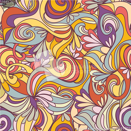 Image of Seamless wave hand-drawn pattern, waves background