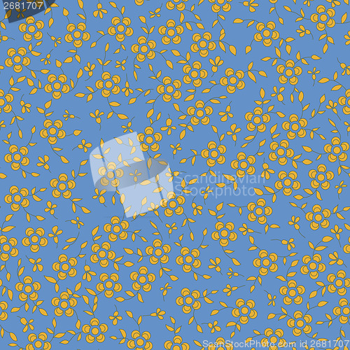 Image of Seamless pattern of a little blue flowers.