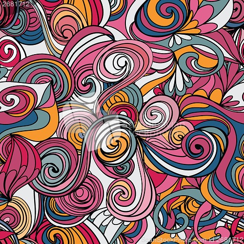 Image of Seamless wave hand-drawn pattern, waves background