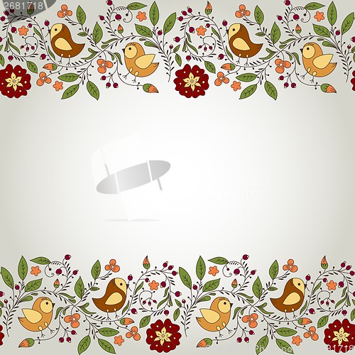 Image of Frame for your design with birds and flowers