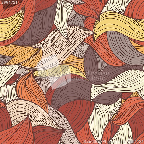 Image of Seamless wave hand-drawn pattern, waves background