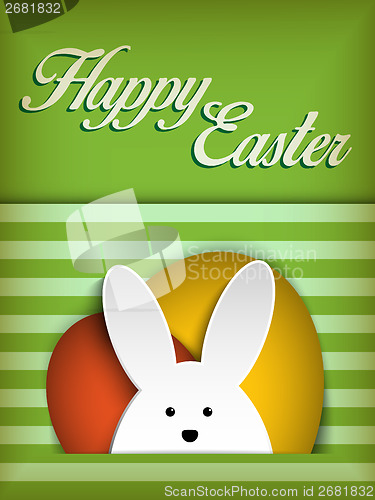 Image of Happy Easter Rabbit Bunny on Green Background