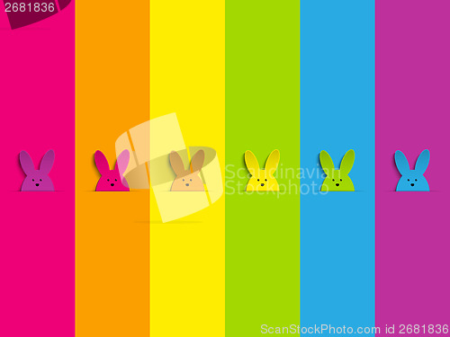 Image of Happy Easter Rabbit Bunny on Rainbow Background