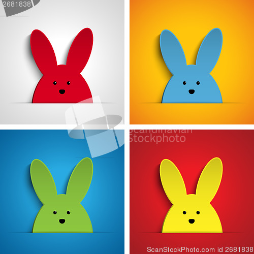 Image of Happy Easter Rabbit Bunny Set Cartoon