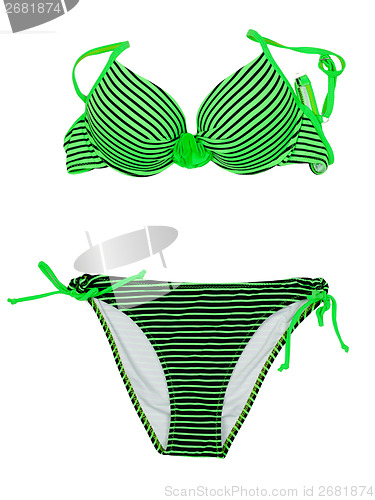 Image of Green striped swimsuit