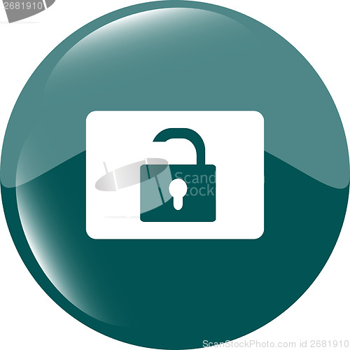 Image of open padlock icon web sign isolated on white