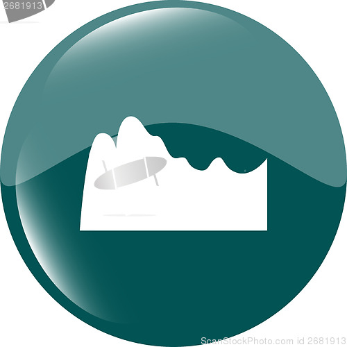 Image of mountain on glossy web icon isolated on white background