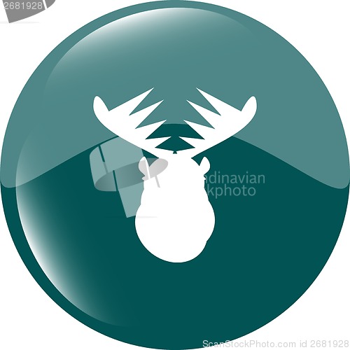 Image of Deer head on web icon button isolated on white