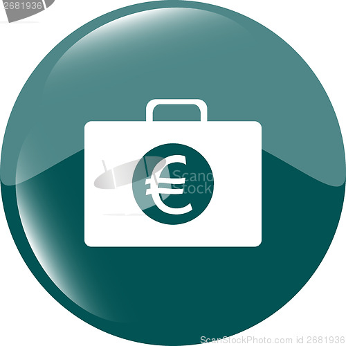 Image of euro case button, financial icon isolated on white background