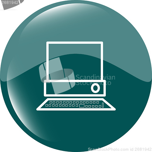 Image of pc computer on web button (icon) isolated on white