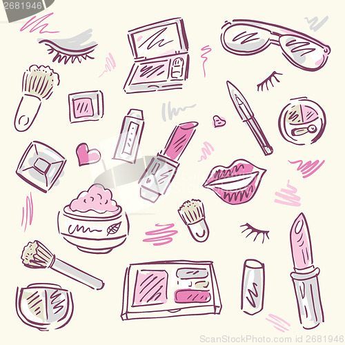 Image of Cosmetics.  Makeup set.