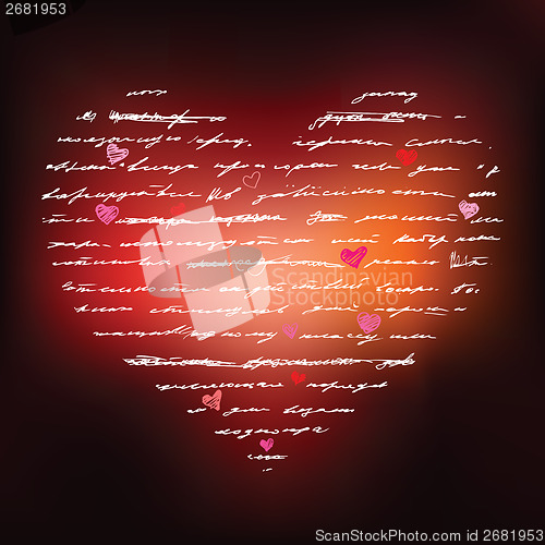 Image of Love. Handwriting card.