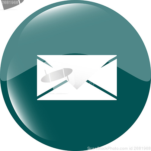 Image of envelope icon glass, button isolated on white background