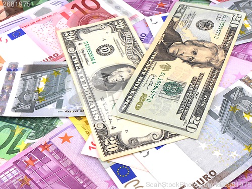 Image of background of american and euro money