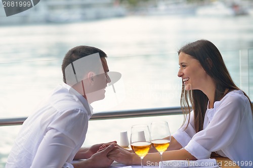 Image of couple having lanch at beautiful restaurant