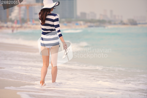 Image of Happy Beautiful Woman Enjoying Summer Vacation