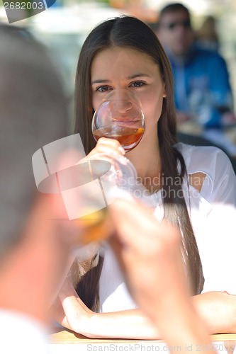 Image of couple having lanch at beautiful restaurant