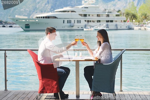 Image of couple having lanch at beautiful restaurant