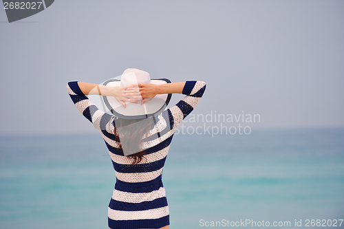 Image of Happy Beautiful Woman Enjoying Summer Vacation