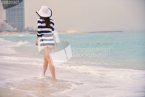 Image of Happy Beautiful Woman Enjoying Summer Vacation