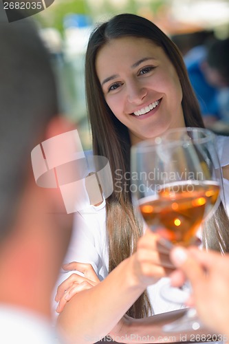 Image of couple having lanch at beautiful restaurant