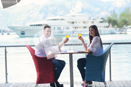 Image of couple having lanch at beautiful restaurant