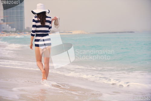 Image of Happy Beautiful Woman Enjoying Summer Vacation