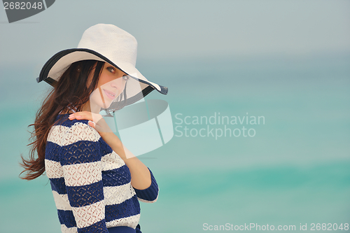 Image of Happy Beautiful Woman Enjoying Summer Vacation