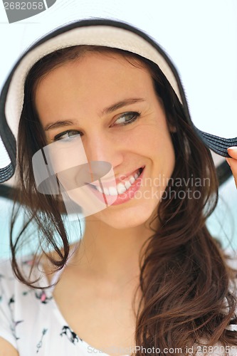 Image of Happy Beautiful Woman Enjoying Summer Vacation